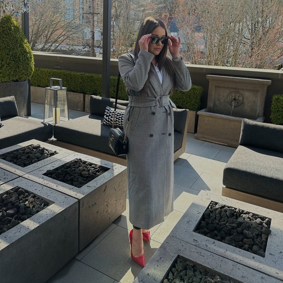 Oversized Double-Breasted Maxi Coat - DOUBLE FACE PLAID - Picture 5 of 6